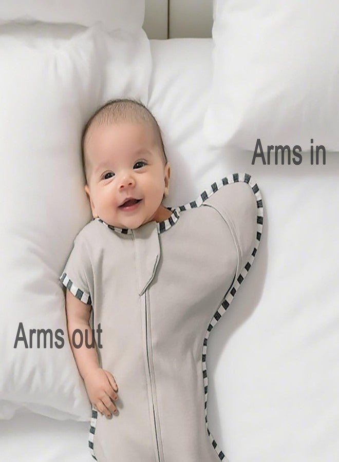 Aullar Baby Transition Swaddle 2-Pack, 100% Cotton Newborn Sleep Sack with 2-Way Zipper, Arms Up Design (Arms In/Out), Infant Swaddle for Boys Girls (Grey + Blue, Small 0-3 Months) - Image 3