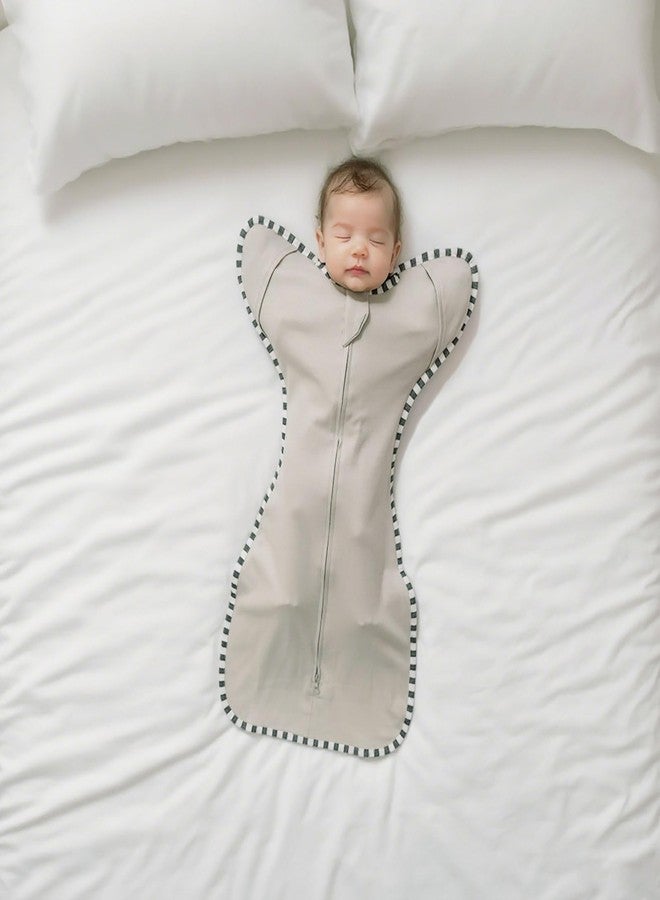 Aullar Baby Transition Swaddle 2-Pack, 100% Cotton Newborn Sleep Sack with 2-Way Zipper, Arms Up Design (Arms In/Out), Infant Swaddle for Boys Girls (Grey + Blue, Small 0-3 Months) - Image 2