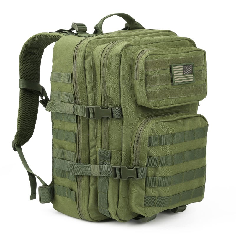 REEBOW GEAR Military Tactical Backpack for Men Large Army 3 Day Assault Pack Molle Bag Backpacks (Green) - Image 1