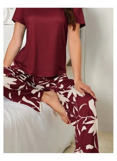 Generic Women Pajama Set Shorts Sleeves and Long Pants Pyjama 2 Piece Loungewear For Ladies  - Image 2