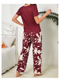 Generic Women Pajama Set Shorts Sleeves and Long Pants Pyjama 2 Piece Loungewear For Ladies  - Image 3