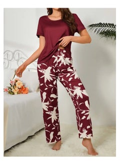 Generic Women Pajama Set Shorts Sleeves and Long Pants Pyjama 2 Piece Loungewear For Ladies  - Image 4