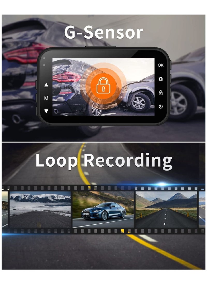 ThiEYE - Dash Cam Front and Rear Car Camera Dual Dashcam 1080P FHD 3” IPS Screen with 170°Wide Angle  Loop Recording  Wdr Night Vision - Image 1