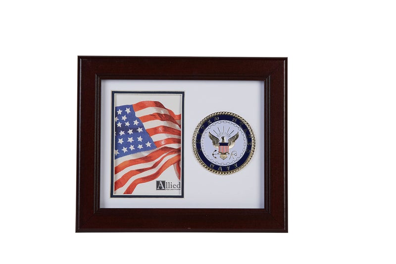 Allied Flag US Picture Frame - 4x6 Portrait with US Navy Medallion Crafted from Premium Materials - Made in USA - Image 1