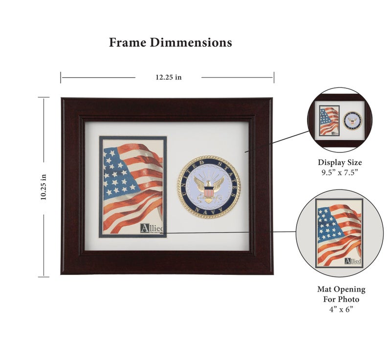 Allied Flag US Picture Frame - 4x6 Portrait with US Navy Medallion Crafted from Premium Materials - Made in USA - Image 3