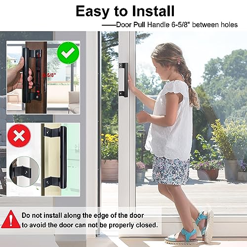 Young Dance Aluminum Sliding Door Handle - 8" Glass Door Pull Fits 6-5/8" Mounting Holes - Perfect for Patio Doors (Black) - Image 4