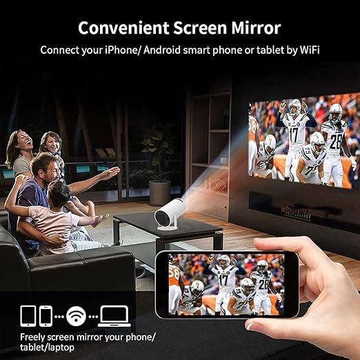Equater HY300 Portable Smart LED Projector | 4K HD, 1600 Lumens, Built-in Streaming Apps (Netflix, YouTube, Vodeo) | 3W Speaker, 180° Flip, WiFi (2.4/5G), BT 5.0 | Sleek White Design - Image 2