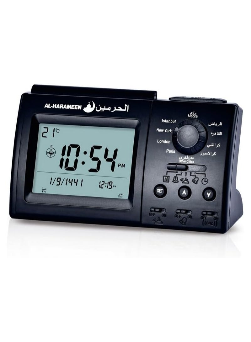 الحرمين الحرمين منبه رقمي للطاولة وساعة أذان HA-3006 (أسود)  - Image 2