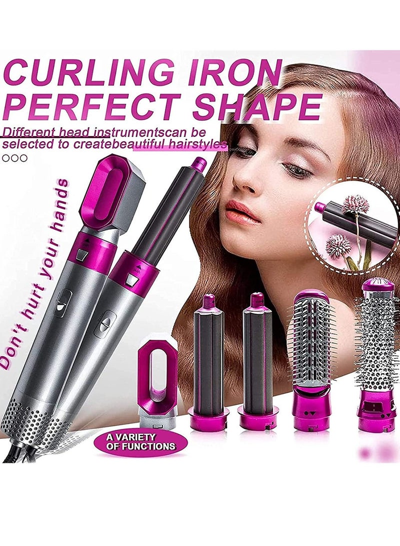 5 in 1 Hot Air Styler Electric Blow Dryer Comb Curling Wand Detachable Negative Ion Straightener Hair Brush - Image 1