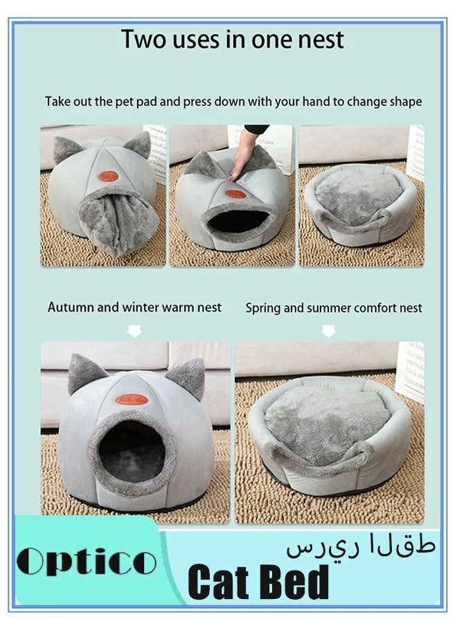 2-in-1 Warm Cat Bed Soft Comfortable Pet Nest Indoor Semi-Enclosed Pet Cat Dog Sleeping Tent House with Removable Washable Cushion, Comfortable Pet Sleeping Bed - pzsku/Z71F423FA8555262FAC3EZ/45/_/1718957302/3117a480-6651-41c1-a51b-8a36fba1d5ea