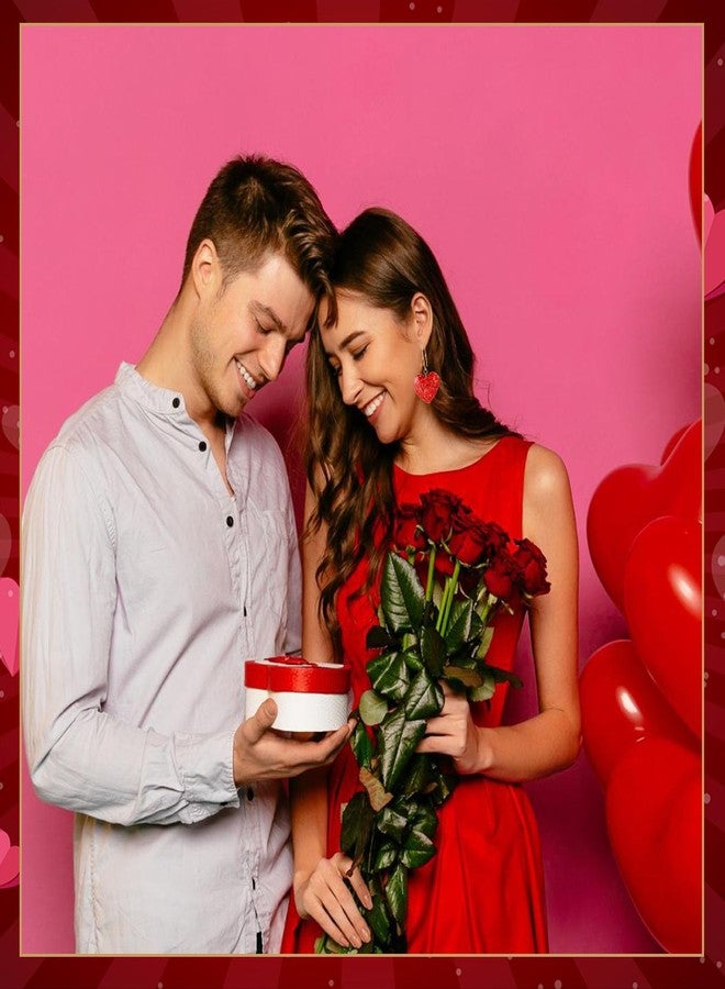 DOLLESS Heart Earrings for Women Valentine Day Big Heart Sparky Red Love Heart Dangle Drop Hoop Earrings (Red) - Image 2