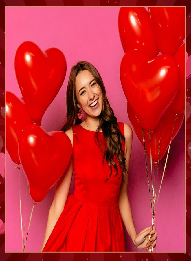 DOLLESS Heart Earrings for Women Valentine Day Big Heart Sparky Red Love Heart Dangle Drop Hoop Earrings (Red) - Image 3