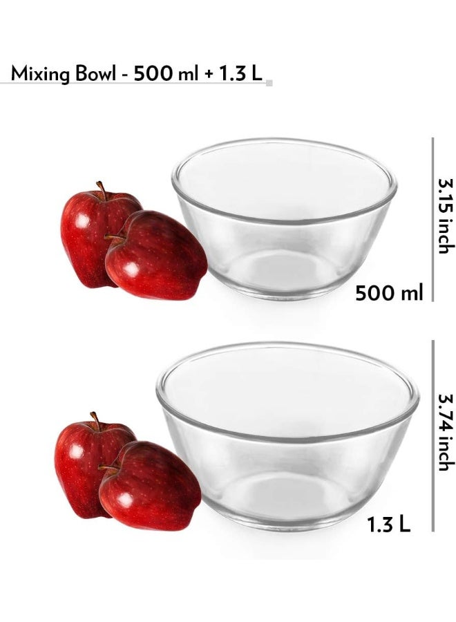 BOROSIL Glass Solid Mixing & Serving Bowls, Oven & Microwave Safe Bowls, Set Of 2 - Image 4