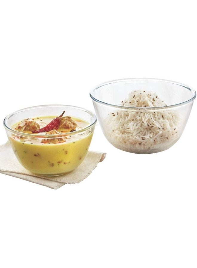 BOROSIL Glass Solid Mixing & Serving Bowls, Oven & Microwave Safe Bowls, Set Of 2 - Image 1