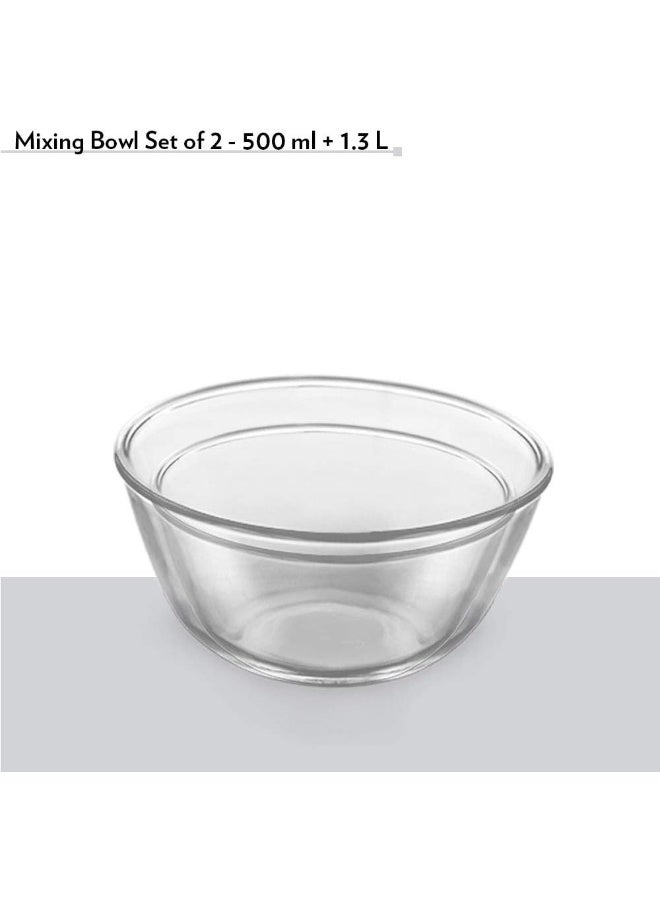 BOROSIL Glass Solid Mixing & Serving Bowls, Oven & Microwave Safe Bowls, Set Of 2 - Image 5
