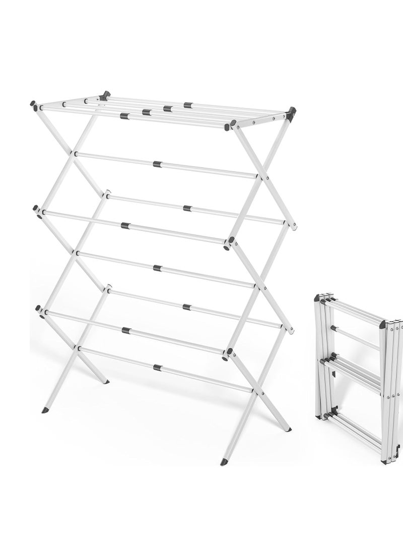 MIXDE Clothes Drying Rack, 3-Tier Laundry Drying Rack for Clothes, Expandable Metal Clothing Dryer, Collapsible Towel Rack, Air Drying Rack, White - Image 2
