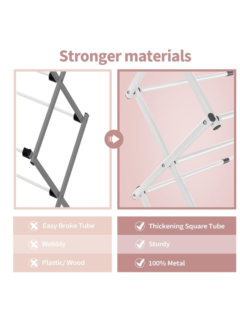 MIXDE Clothes Drying Rack, 3-Tier Laundry Drying Rack for Clothes, Expandable Metal Clothing Dryer, Collapsible Towel Rack, Air Drying Rack, White - Image 4