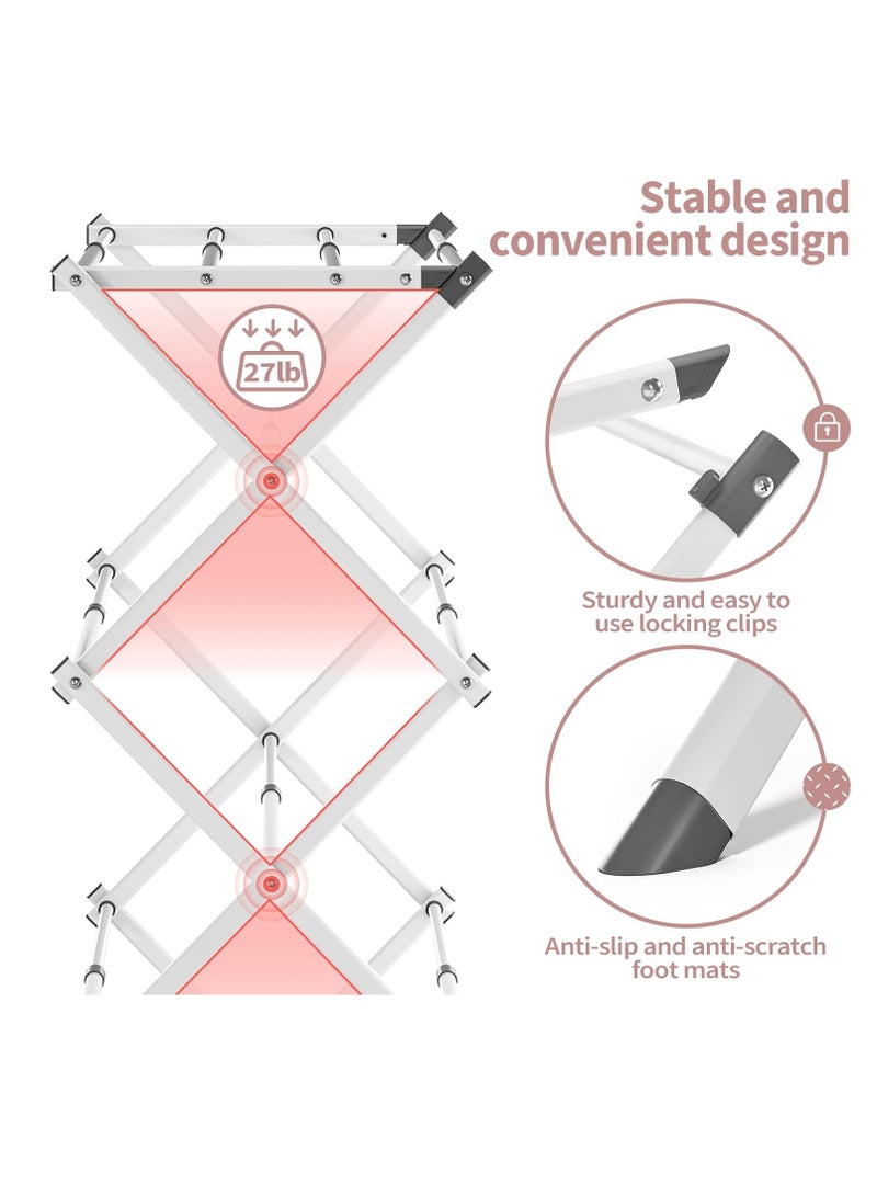 MIXDE Clothes Drying Rack, 3-Tier Laundry Drying Rack for Clothes, Expandable Metal Clothing Dryer, Collapsible Towel Rack, Air Drying Rack, White - Image 5