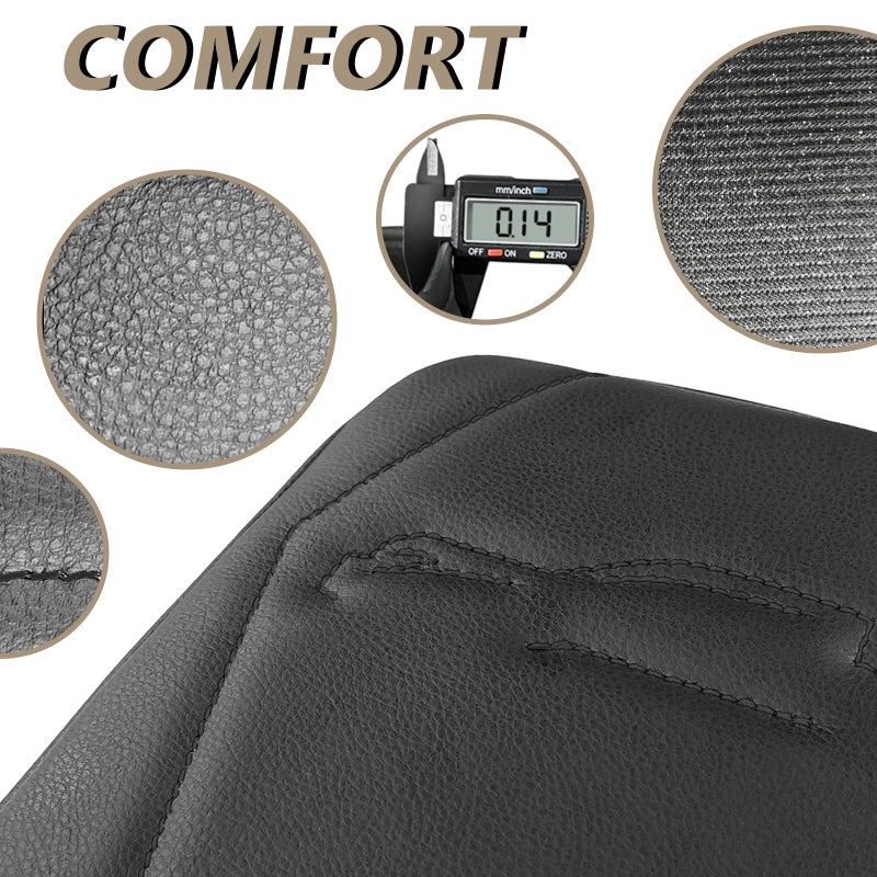 Muslogy Center Console Armrest Cover Compatible With 2024 Toyota Tacoma 2025+ 4Runner Accessories Armrest Lid Protector Vegan Leather Cushion Regular Thick(Black/Black Stitching) - Image 5