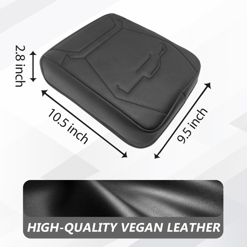 Muslogy Center Console Armrest Cover Compatible With 2024 Toyota Tacoma 2025+ 4Runner Accessories Armrest Lid Protector Vegan Leather Cushion Regular Thick(Black/Black Stitching) - Image 2