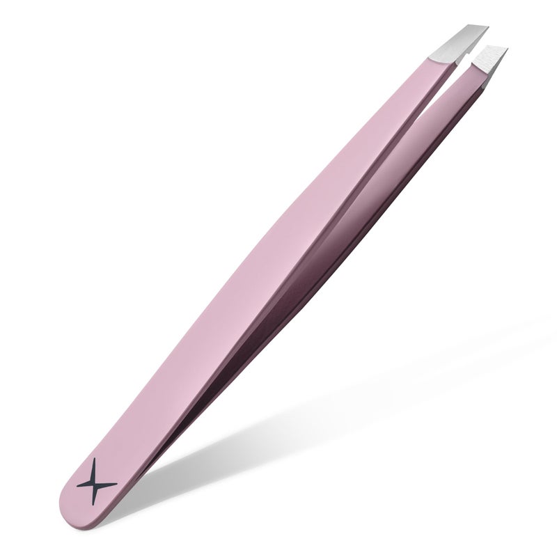 aaasportx Professional Slant Tip Tweezers - Precision Stainless Steel Eyebrow Plucking Tool for Women and Men, Ingrown Hair Remover, Facial Hair Tweezers for Grooming (Rose Quartz) - Image 1