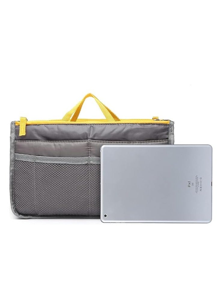 Dubkart Handbag Organiser Ladies Travel Insert Cosmetic Bag Large Tidy Liner Pouch Purse with Multi Pockets, Grey bag organiser - Image 3