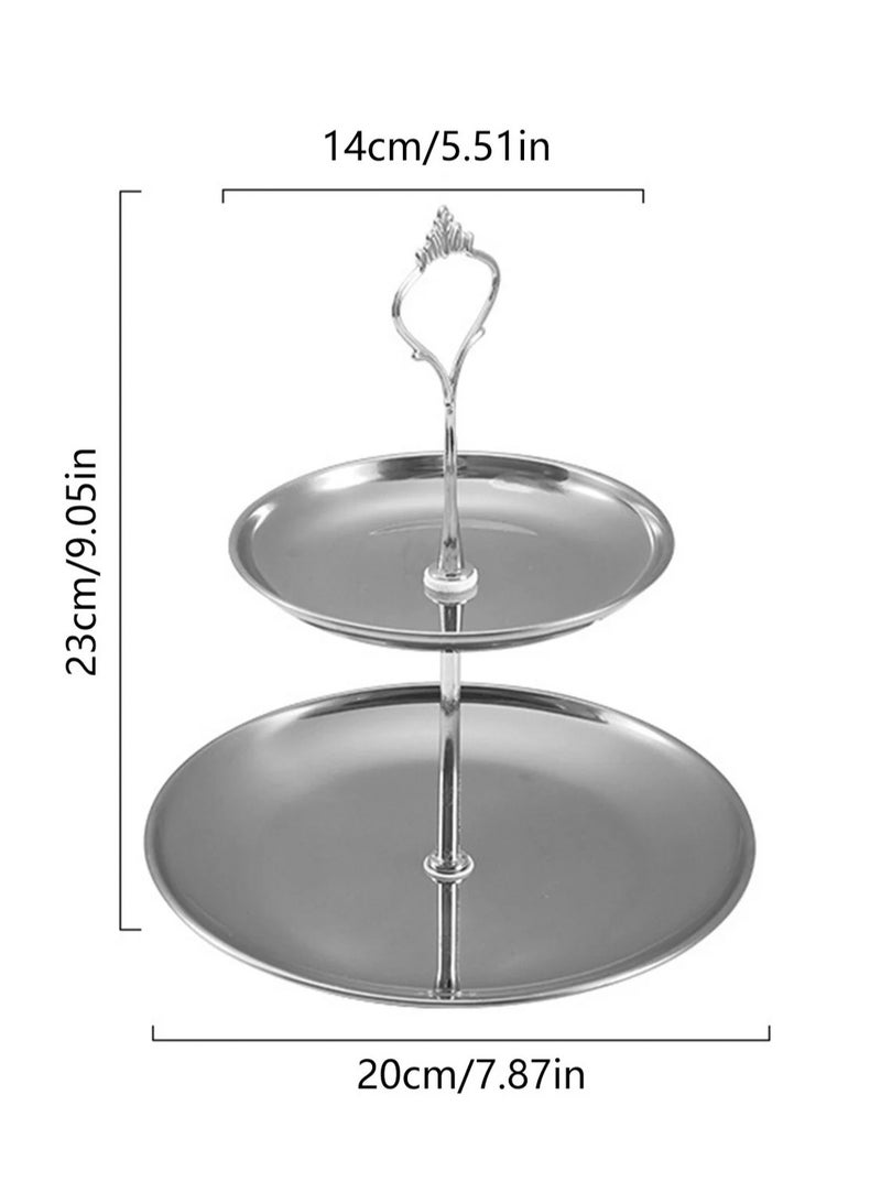LOOPITYS Cupcake Display Stands 2 Tier Serving Tray Platters Stainless Steel Gold Metal Tiered Cupcake Stand Cup Cake Tower Dessert Holder for Birthday Party Wedding Cakes Dessert Cookie Candy (Set1 2 Tier Silver)  - Image 4