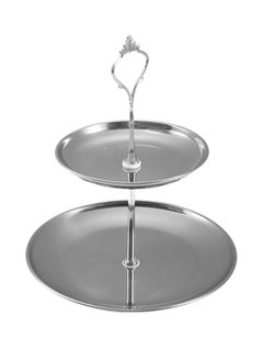 LOOPITYS Cupcake Display Stands 2 Tier Serving Tray Platters Stainless Steel Gold Metal Tiered Cupcake Stand Cup Cake Tower Dessert Holder for Birthday Party Wedding Cakes Dessert Cookie Candy (Set1 Silver)  - Image 1
