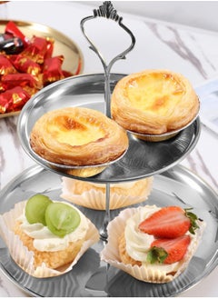 LOOPITYS Cupcake Display Stands 2 Tier Serving Tray Platters Stainless Steel Gold Metal Tiered Cupcake Stand Cup Cake Tower Dessert Holder for Birthday Party Wedding Cakes Dessert Cookie Candy (Set1 Silver)  - Image 5