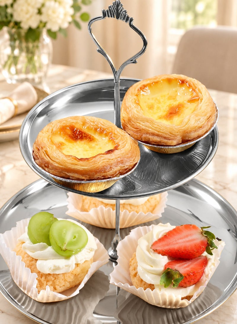 LOOPITYS 2-Tier Food Grade Stainless Steel Cupcake Stand, Rust-Proof Anti-Fade Dessert Display Tower, Stable Base Easy Assembly for Wedding Birthday Party Afternoon Tea Decoration - Image 5