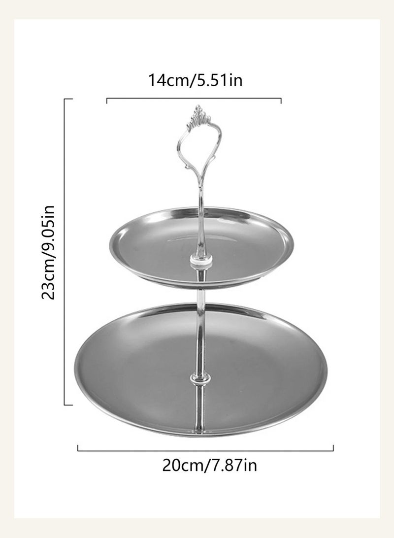 LOOPITYS 2-Tier Food Grade Stainless Steel Cupcake Stand, Rust-Proof Anti-Fade Dessert Display Tower, Stable Base Easy Assembly for Wedding Birthday Party Afternoon Tea Decoration - Image 2