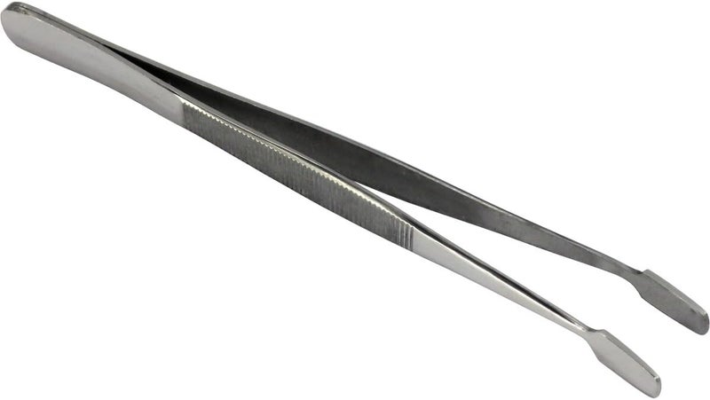 HTS 170C0 4.75" Curved Stainless Steel Stamp Tweezers - Image 1