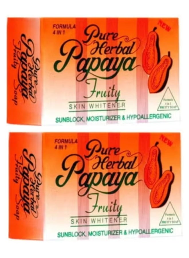 PUREFORM 2 piece of Herbal Papaya Fruity Soap 4 In 1 Skin Whitening Soap 135g - Image 1