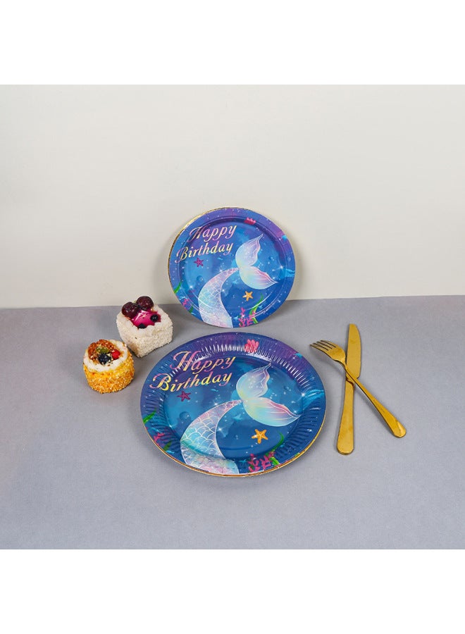 Disposable Paper Tray Food Grade Bronzing Butterfly Series Paper Tray Paper Cup Paper Towel Suit Birthday Party Tableware-Color:8.6inch X Paper Packing Plate1 - Image 4