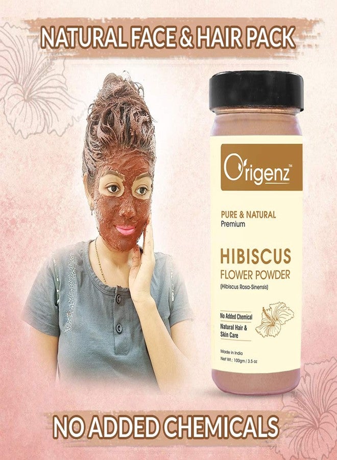 Origenz Natural Hibiscus Powder 100 gm for Hair Care, Skin Cleansing, Conditioning, Mask, Face Pack, Scrub, Wash | Rosa-sinensis | In Jar 3.53 oz - Image 2