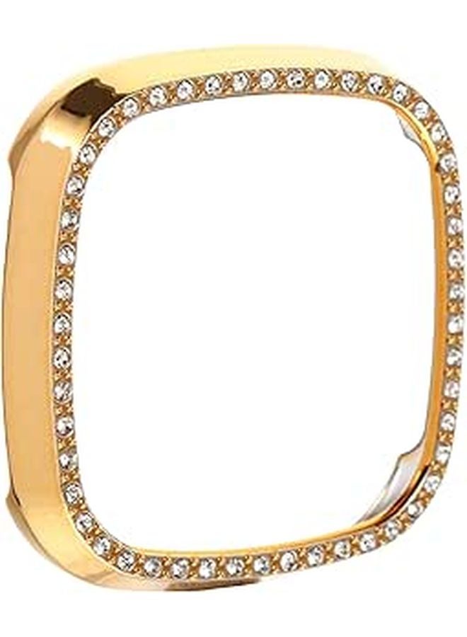 Gold Rhinestone Full Cover Anti Scratch Protective Case for Fitbit 3 Sense Smartwatch - Image 1