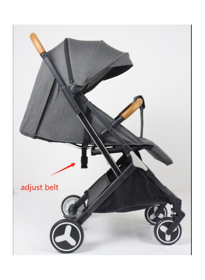 molody Lightweight Travel Stroller with Mosquito Mesh, Adjustable Canopy, and Trolley Handle for Easy Air Travel-Grey  - Image 5