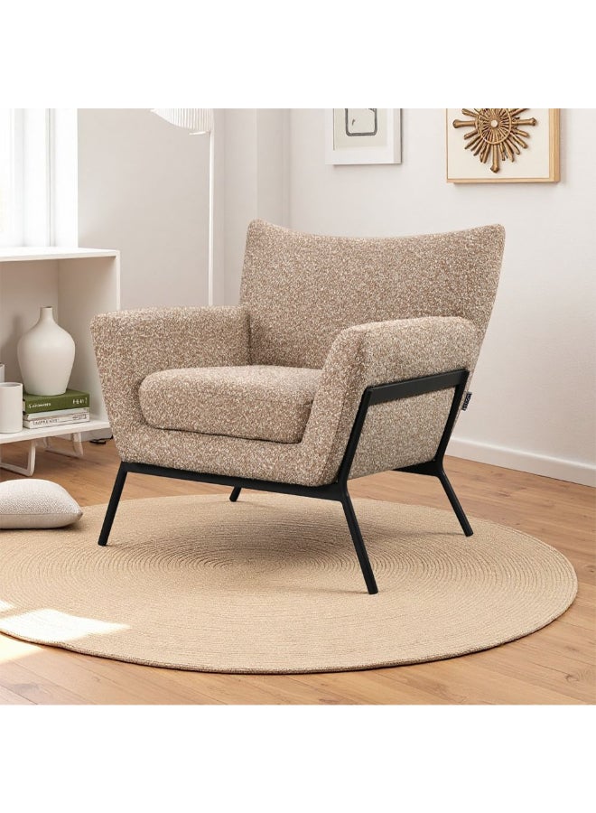 DANUBE HOME أريكة قماشية بمقعد واحد من تايلون - كرسي بذراع واحد أنيق ومضغوط مع تنجيد بني ناعم | كرسي غرفة معيشة حديث للمساحات الصغيرة والشقق والصالات - بني - Image 1