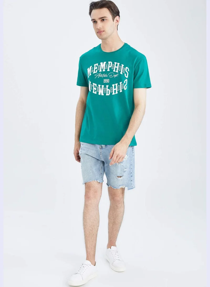 DeFacto Regular Fit Short Sleeve Slogan Print T-Shirt