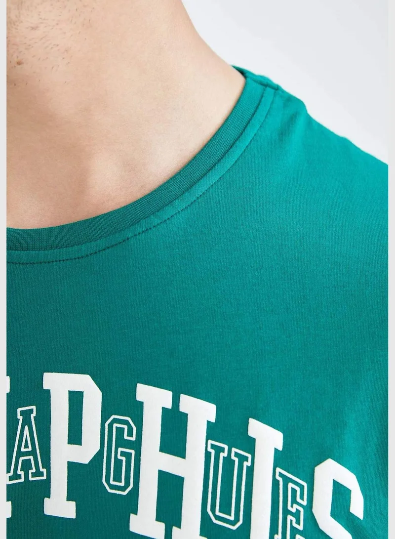DeFacto Regular Fit Short Sleeve Slogan Print T-Shirt