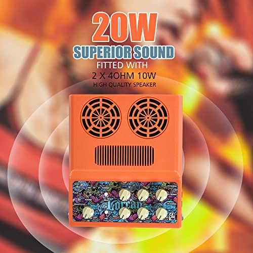 Caline 20W Electric Guitar Amp Rechargeable Mini Amplifer Combo for Desktop Practice with Distortion, Delay, Aux in and Headphone Jack, CA-100 G - Image 2