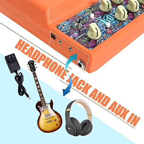 Caline 20W Electric Guitar Amp Rechargeable Mini Amplifer Combo for Desktop Practice with Distortion, Delay, Aux in and Headphone Jack, CA-100 G - Image 3