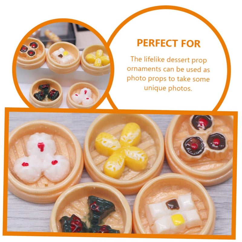 Lifelike Mini Steamed Dim Sum Models 10Pcs Tiny Dollhouse Display Adornments - Image 4