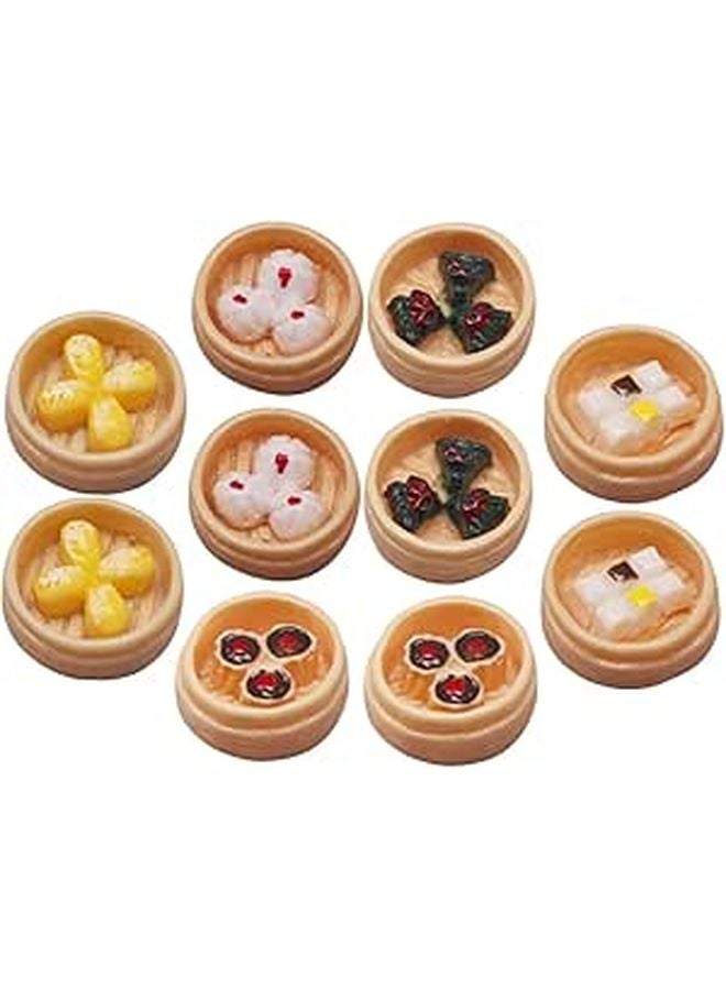 Lifelike Mini Steamed Dim Sum Models 10Pcs Tiny Dollhouse Display Adornments - Image 1