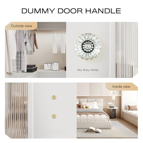 Leydebong 1 Pack Gold Door Knobs Single-Side Dummy Door Knobs, Glass Dummy Door Knobs Dummy Interior, False Door Knobs for Hallway/Closet/Pantry/Laundry/French Doors - Image 4