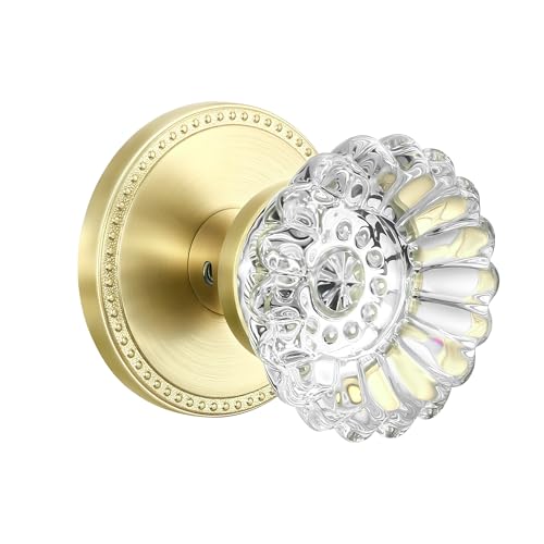 Leydebong 1 Pack Gold Door Knobs Single-Side Dummy Door Knobs, Glass Dummy Door Knobs Dummy Interior, False Door Knobs for Hallway/Closet/Pantry/Laundry/French Doors - Image 1