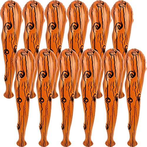 Fahacop 10 Pack 35 Inch Inflatable Caveman Stick Brown Inflatable Caveman Bat for Halloween Cosplay Caveman Themed Party Supplies - Image 1