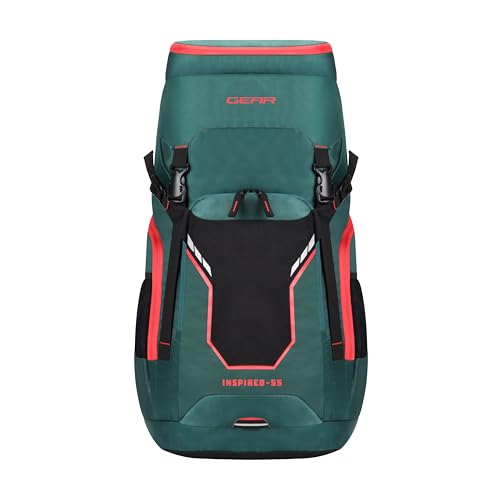 Gear Inspired 55L Extra Large Water Resistant Rucksack/Travel bag/For Men & Women(Green - Black) - Image 1