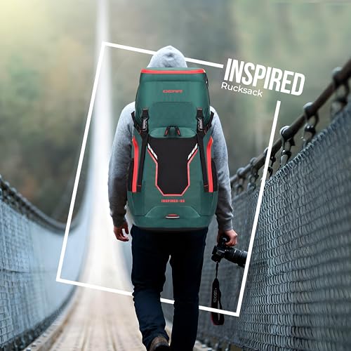 Gear Inspired 55L Extra Large Water Resistant Rucksack/Travel bag/For Men & Women(Green - Black) - Image 2