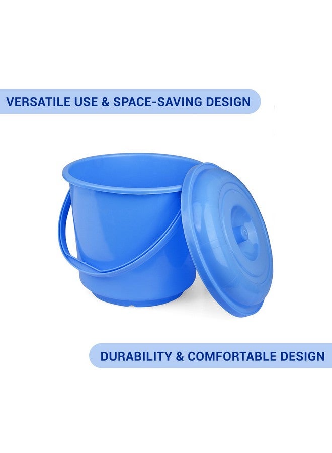 Kuber Industries Bucket with Lid | Plastic Bucket for Mopping | Bucket for Cleaning | Storage Container Bucket | Water Storage Bucket | Bathroom Bucket | Plain Bucket | 5 LTR | Pack of 2 | Blue - Image 4